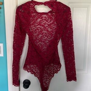 Victoria Secret red lace bodysuit